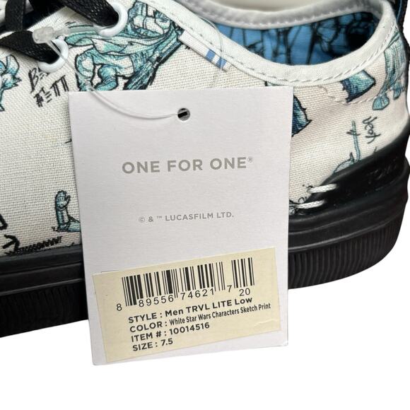 NWB Star Wars x TOMS Trvl Lite Low Men's Shoes Characters Sketch Print Size 7.5 - Picture 12 of 16